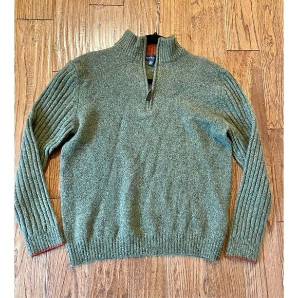 Club room lambs wool Forrest green quarter zip sweater m - Picture 6 of 8